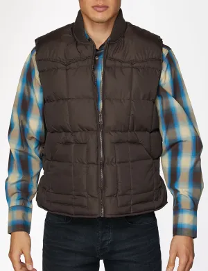 Men's Nylon Quilted Sleeveless Vest -NV629-Brown