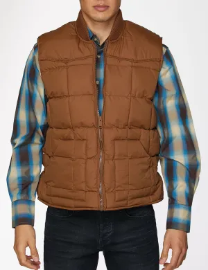 Men's Nylon Quilted Sleeveless Vest -NV629-Cognac