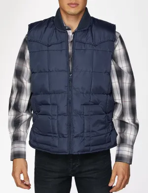 Men's Nylon Quilted Sleeveless Vest-NV629-Navy
