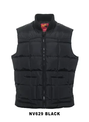 Men's Nylon Quilted Sleeveless Vest With Embroidery-NV629/EMB-Black