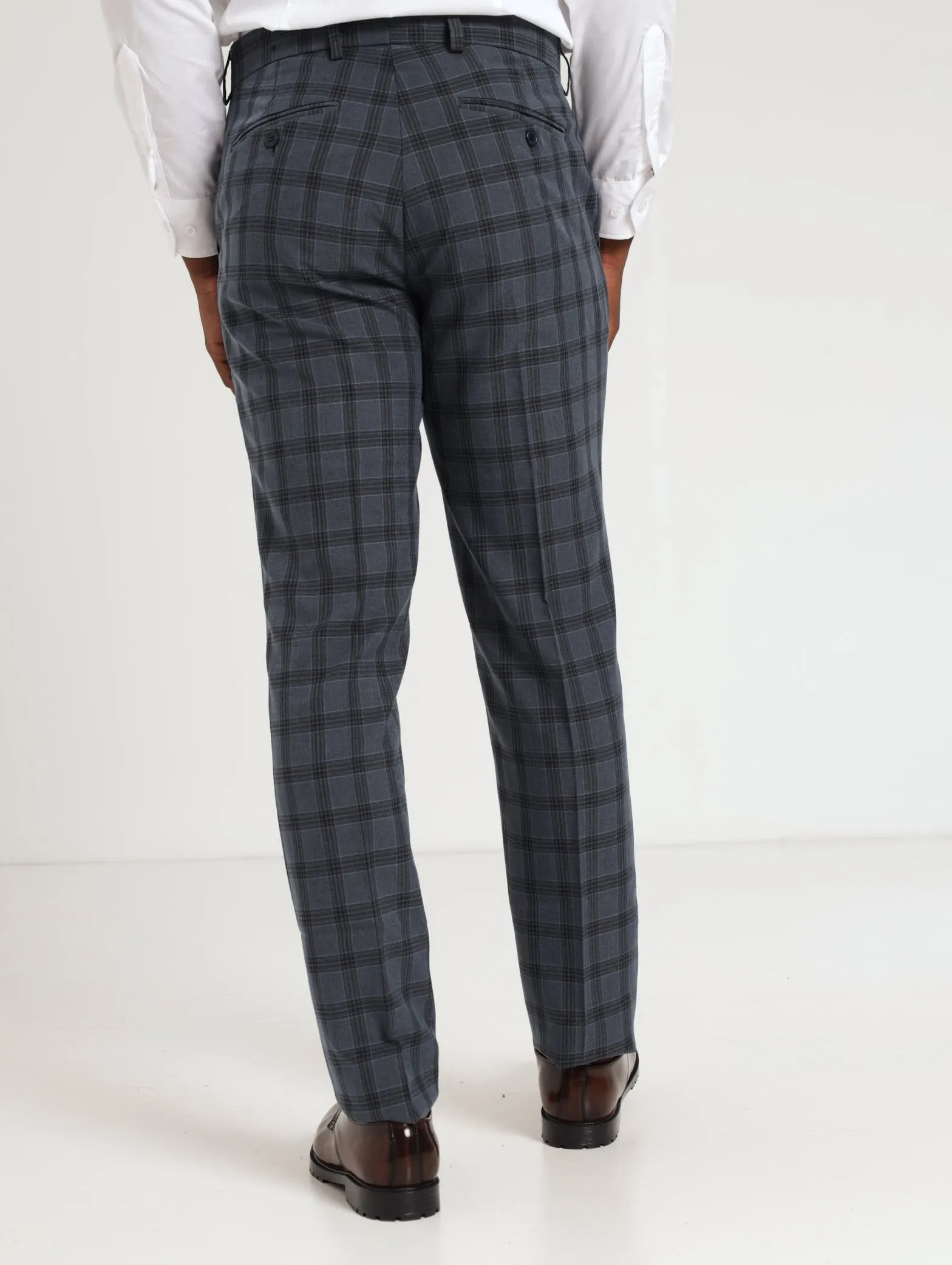 Men's Regular Check Trouser - Dark Blue
