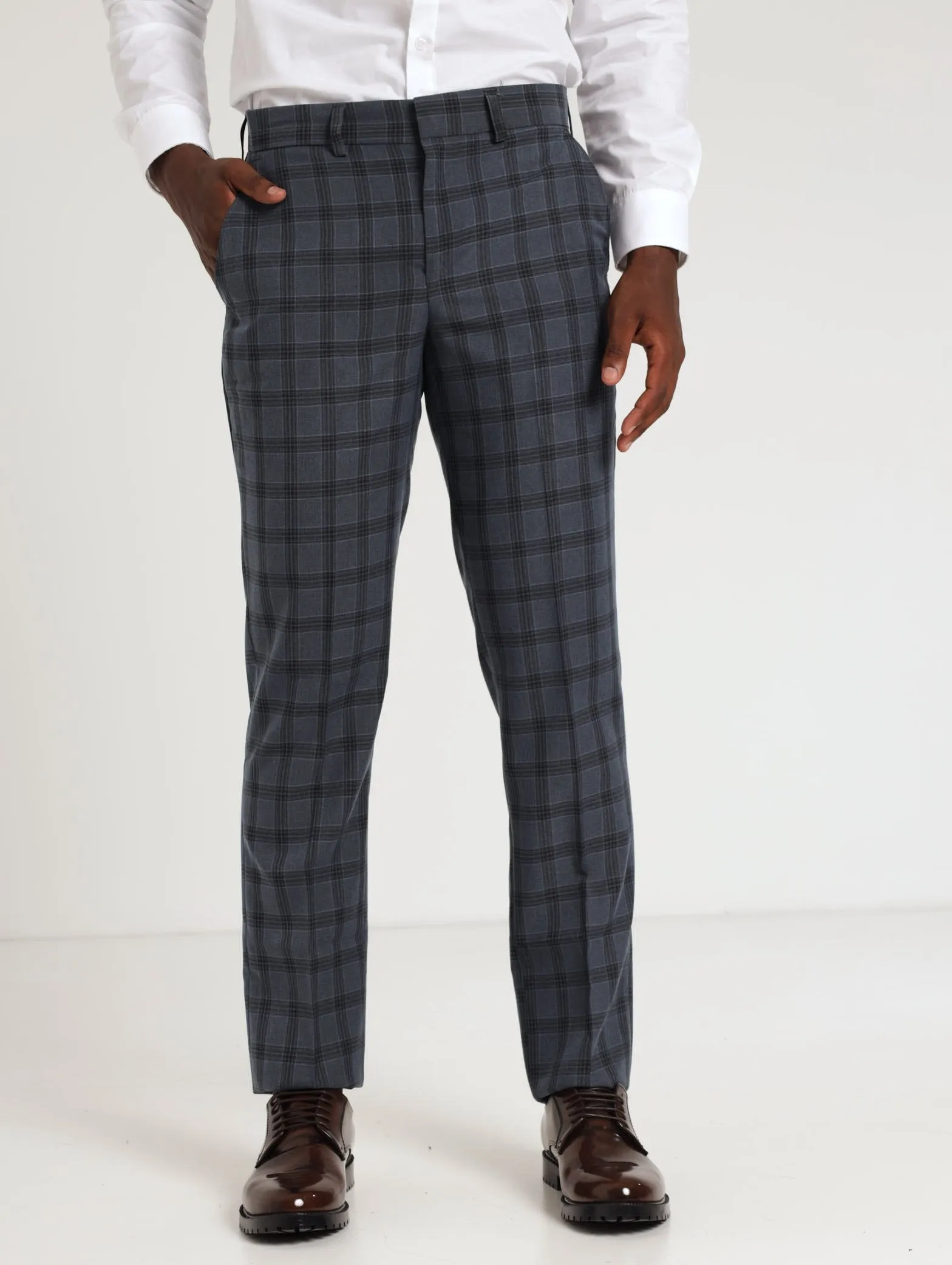 Men's Regular Check Trouser - Dark Blue