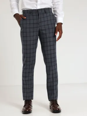 Men's Regular Check Trouser - Dark Blue