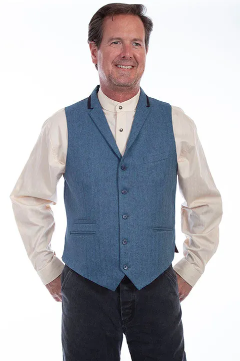 Men's Western Vest Collection: Rangewear Herringbone Blue