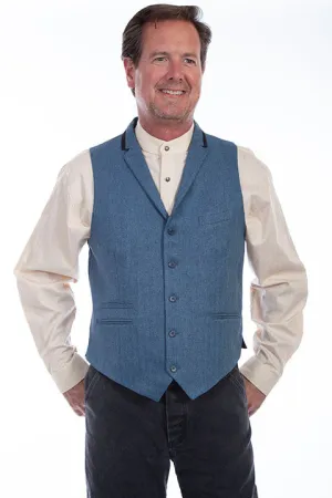 Men's Western Vest Collection: Rangewear Herringbone Blue