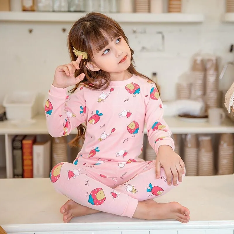 Mermaid pajamas loungewear cotton little girl warm long johns