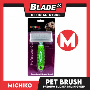 Michiko Premium Slicker Brush Green Color (Medium) Pet Brush, Pet Grooming