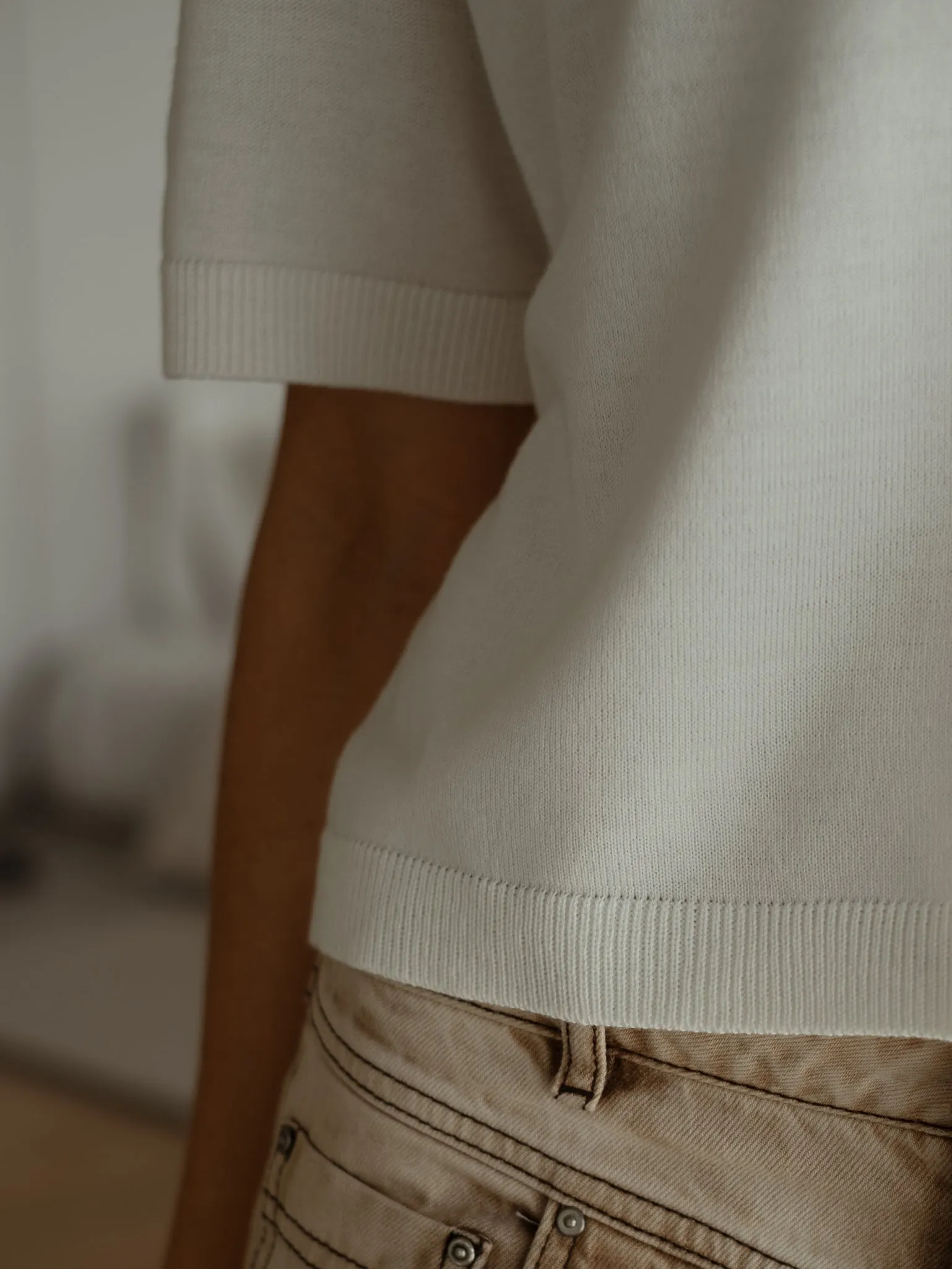 MIDI  BASIC KNIT T-SHIRT  - SOFT WHITE