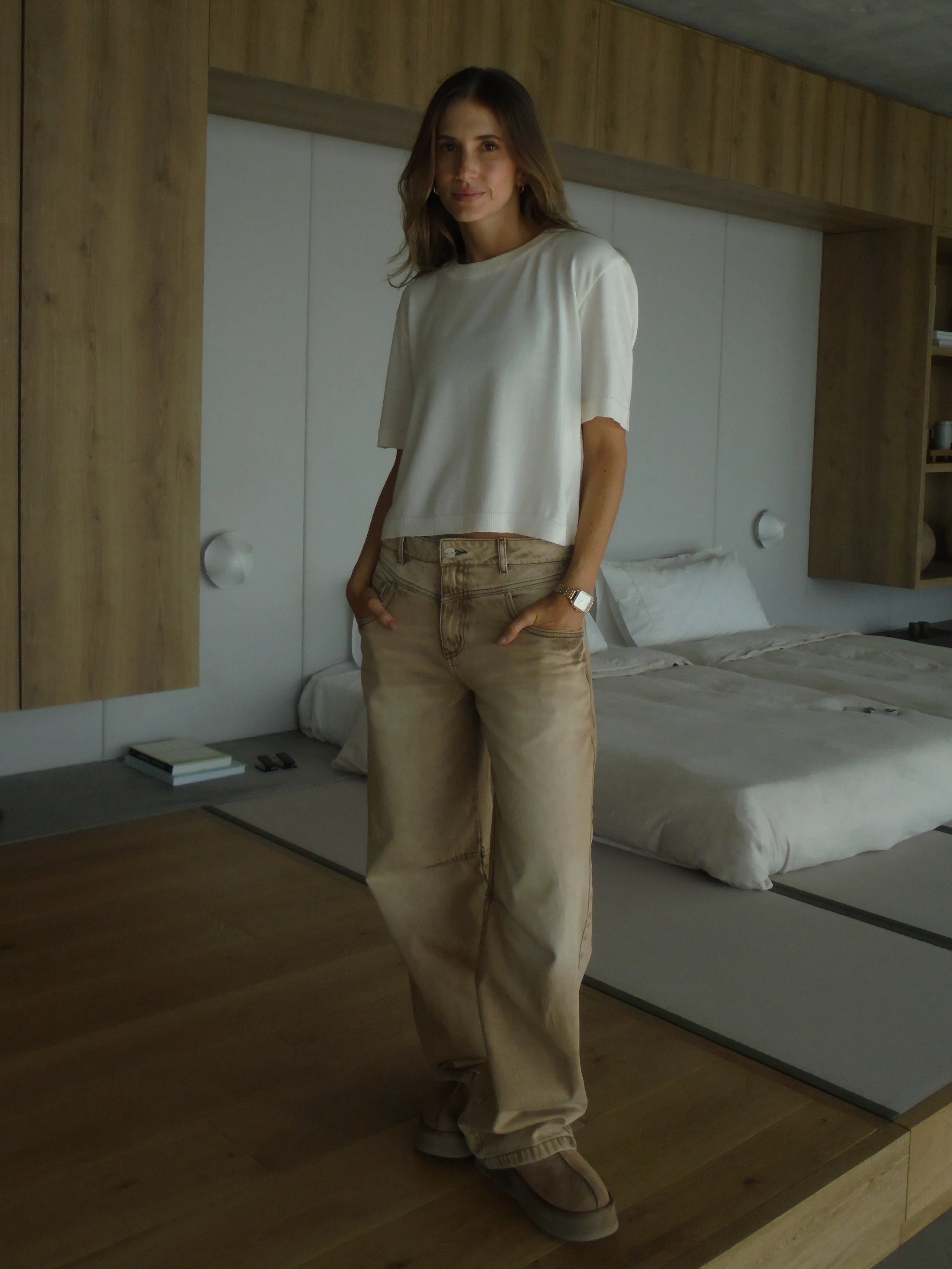 MIDI  BASIC KNIT T-SHIRT  - SOFT WHITE