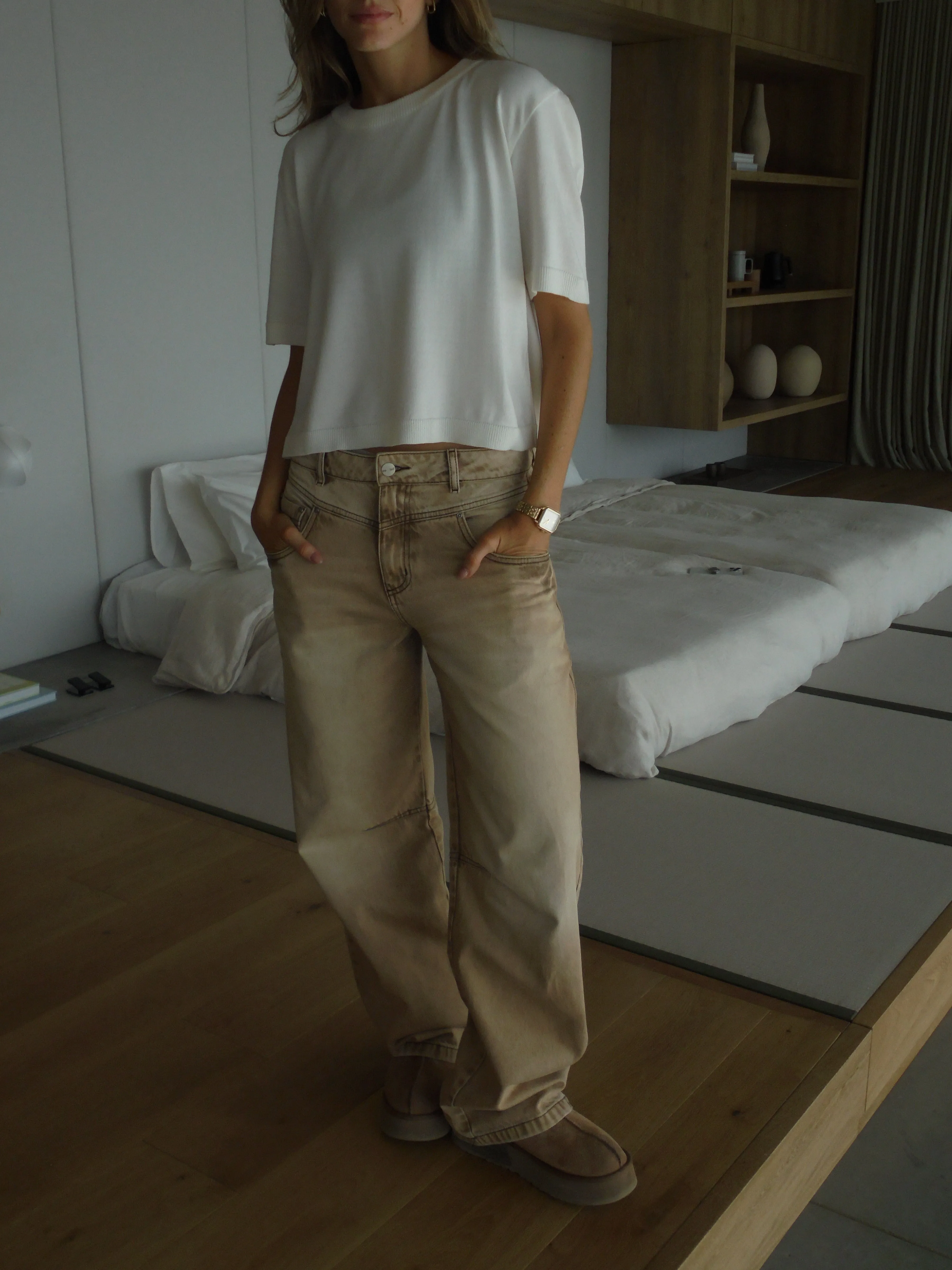 MIDI  BASIC KNIT T-SHIRT  - SOFT WHITE