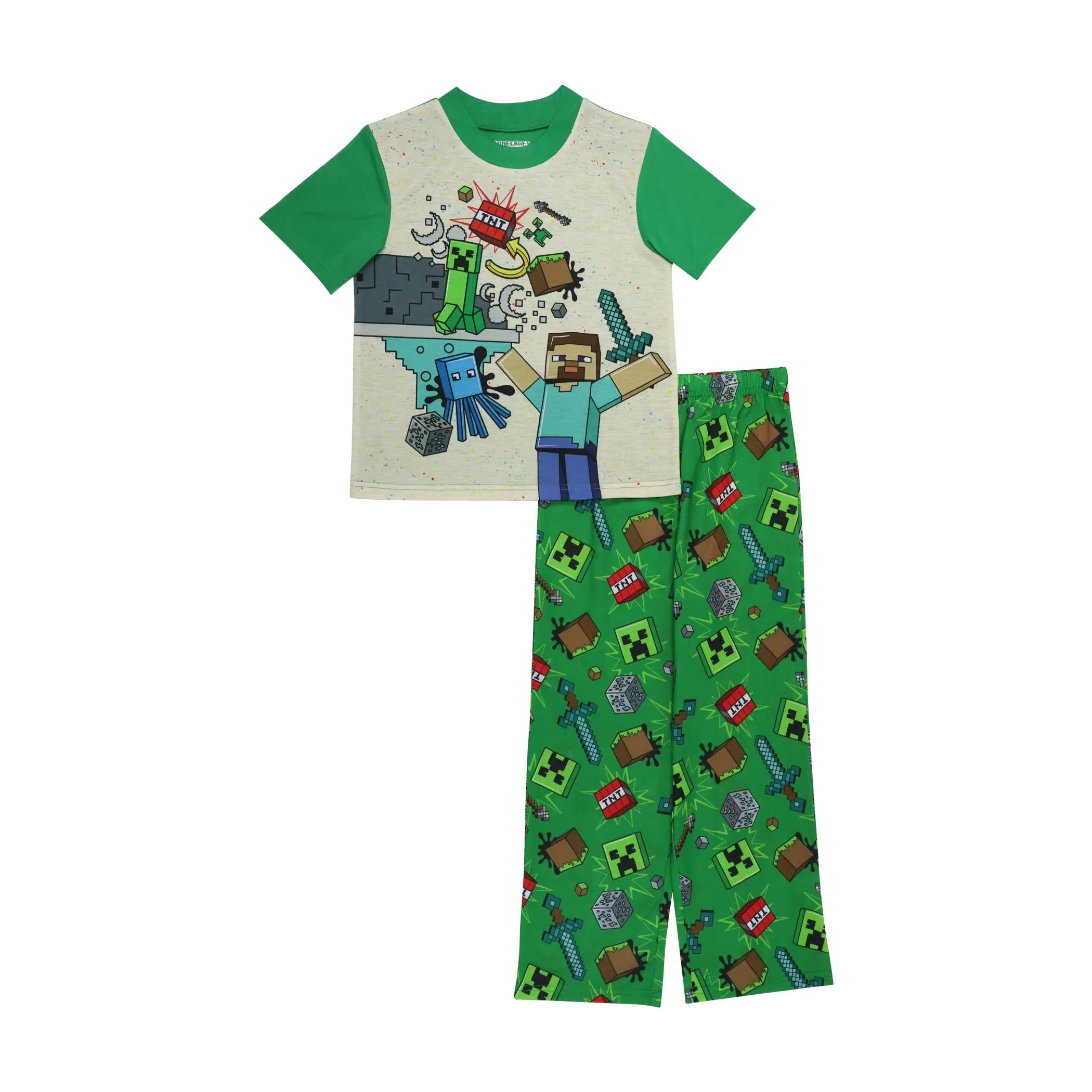 Minecraft Boys Pajamas Short Sleeve Kids PJs 2pc Set
