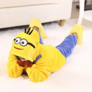 Minions cartoon children's one-piece pajamas creative personality kawaii thickened warm home clothes cosplay clothing wholesale