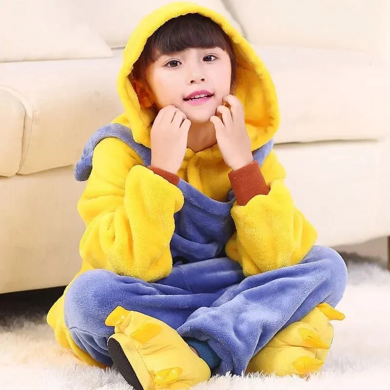Minions cartoon children's one-piece pajamas creative personality kawaii thickened warm home clothes cosplay clothing wholesale