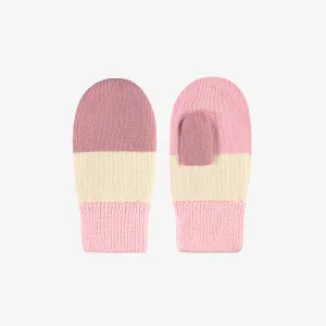 Mitaines en tricot roses et crème, enfant || Pink and cream knitted mittens, child