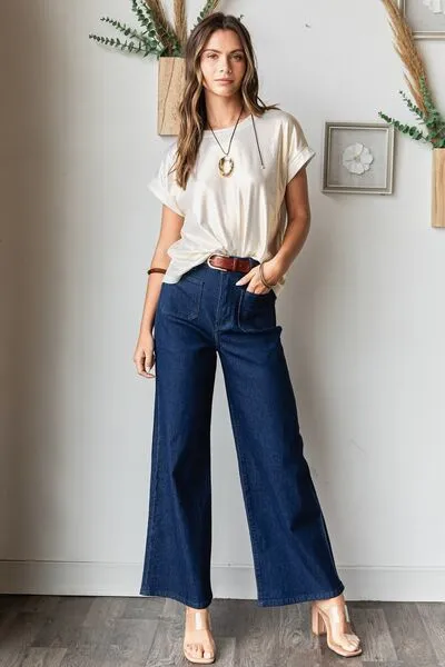 Mittoshop High Waist Wide Leg Jeans