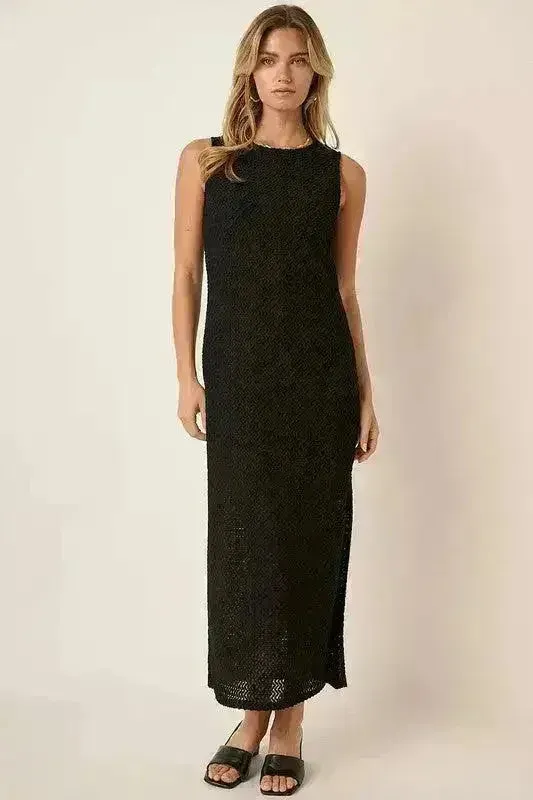 Mittoshop Side Slit Dress – Sleeveless Round Neck w/Slit