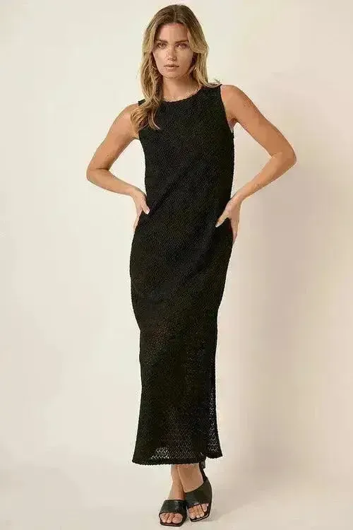 Mittoshop Side Slit Dress – Sleeveless Round Neck w/Slit