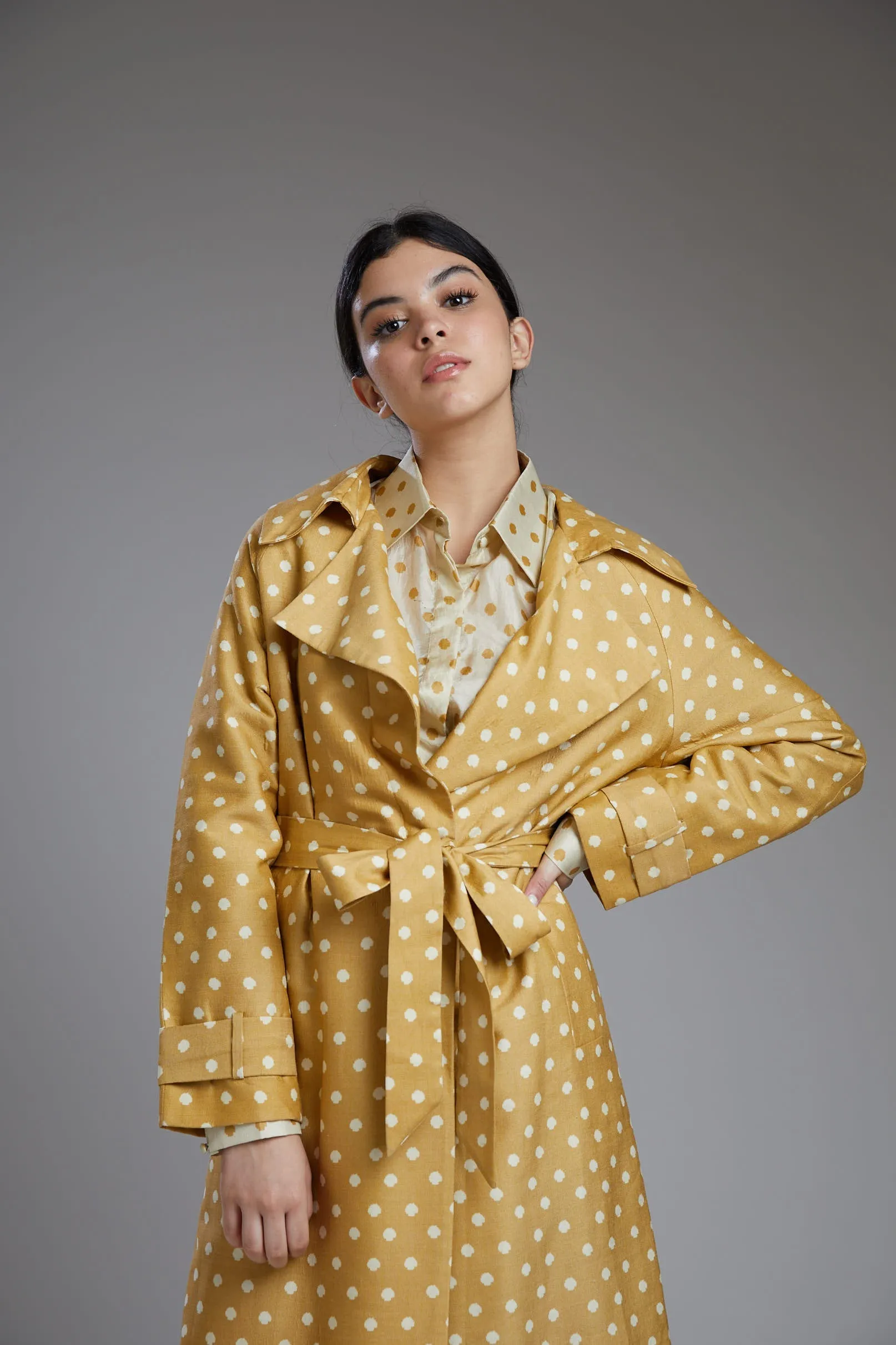 Mustard Polka Dot Coat