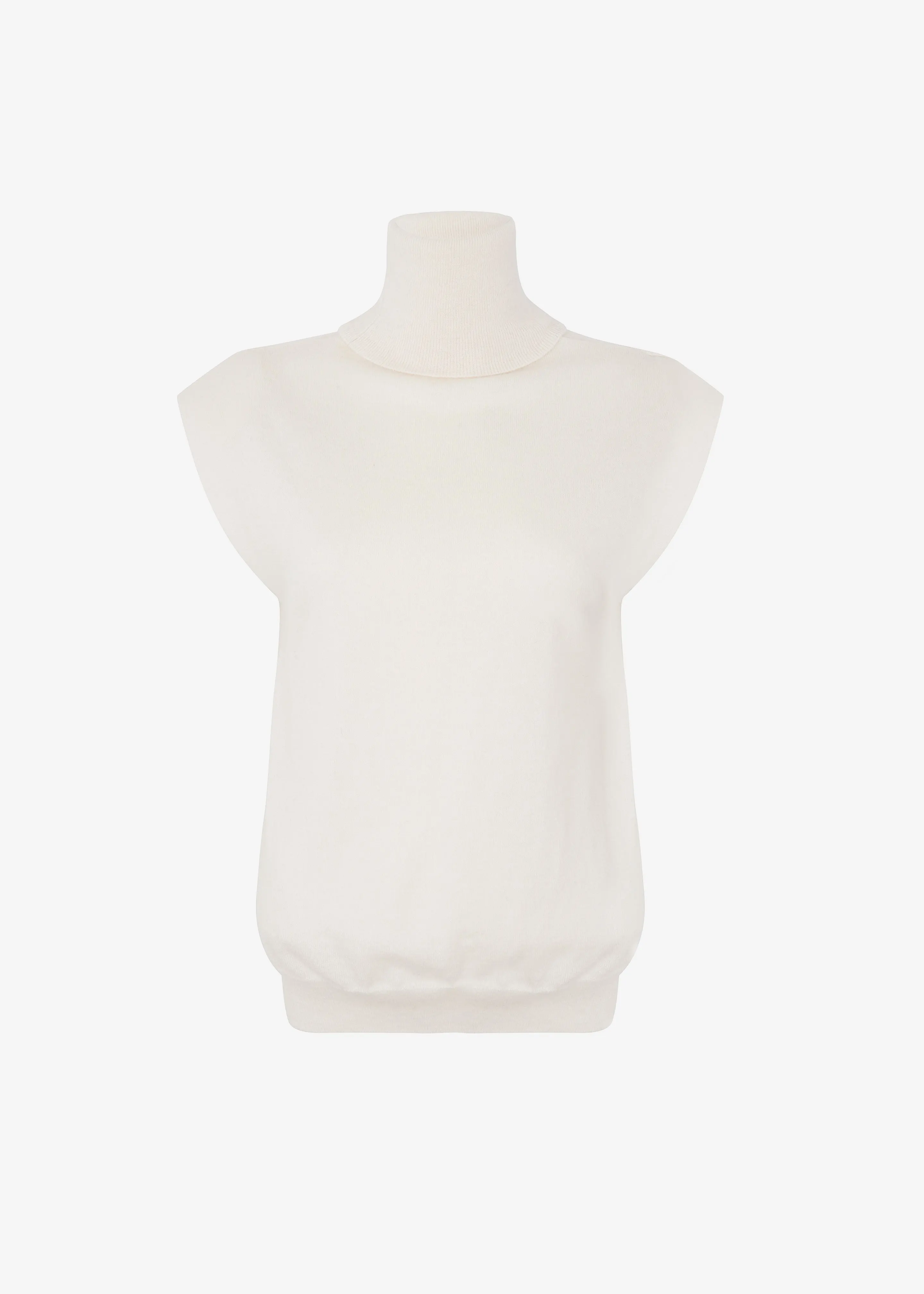 Nadia Thin Padded Sleeveless Turtleneck - Ivory