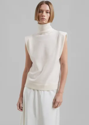 Nadia Thin Padded Sleeveless Turtleneck - Ivory