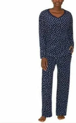 Nautica Women's 2 Piece Silky Stretch Fleece Pajama Sleepwear Set
