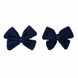 Navy | Baby Bamboo Clip on Bow Set