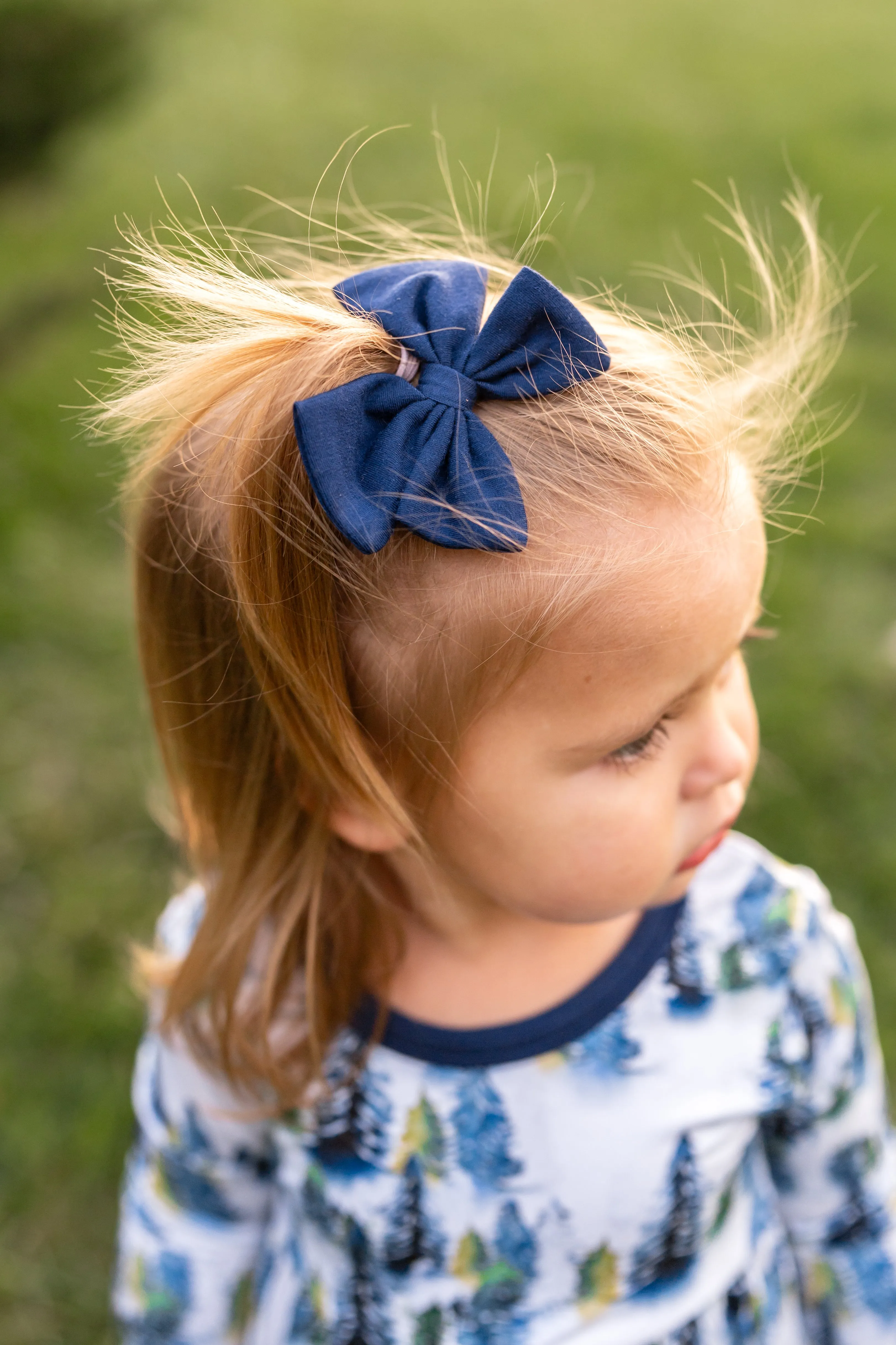 Navy | Toddler Bamboo Clip on Bow