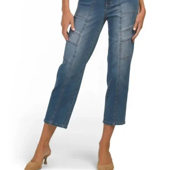 NEW D. JEANS High Waist Recycled Denim Straight Leg Ankle Jeans for women 252
