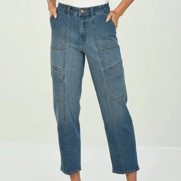 NEW D. JEANS High Waist Recycled Denim Straight Leg Ankle Jeans for women 252