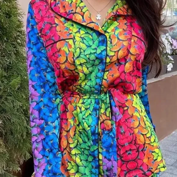 New Inventory 🔥Butterfly Print Button Long Sleeve Pajama Set🔥