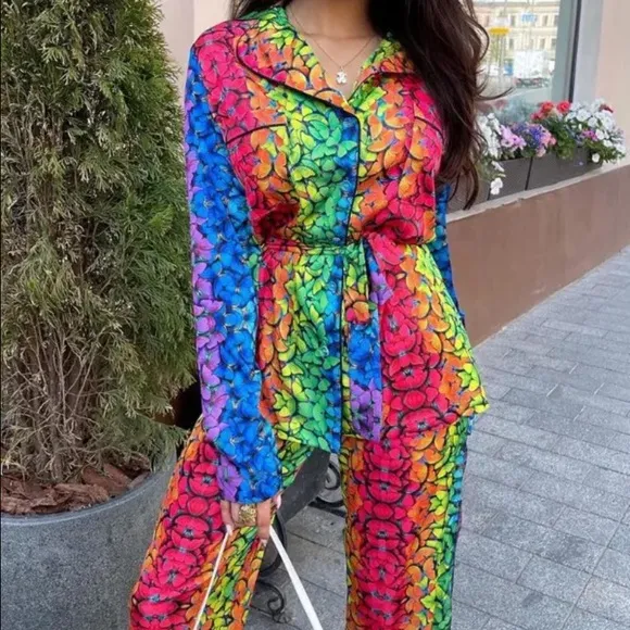 New Inventory 🔥Butterfly Print Button Long Sleeve Pajama Set🔥