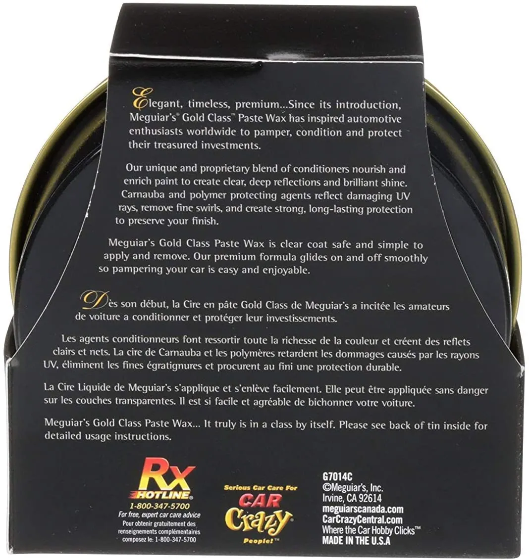 New Meguiar's Gold Class Carnauba Plus Premium Paste Wax, 311g