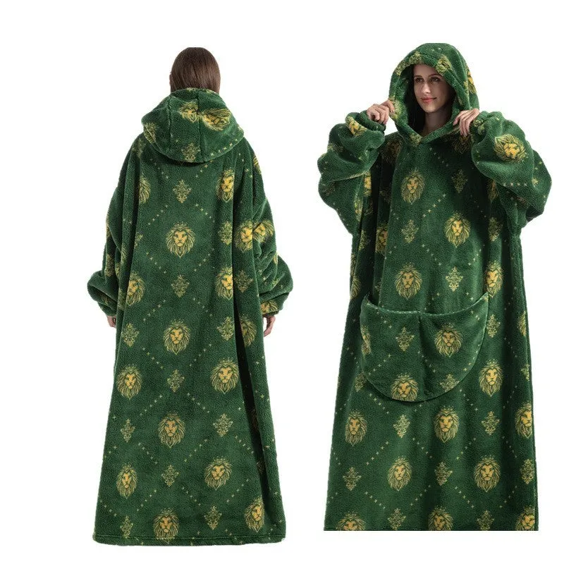 New Plus-sized Widened Homewear Lazy Blanket Warm Nightgown