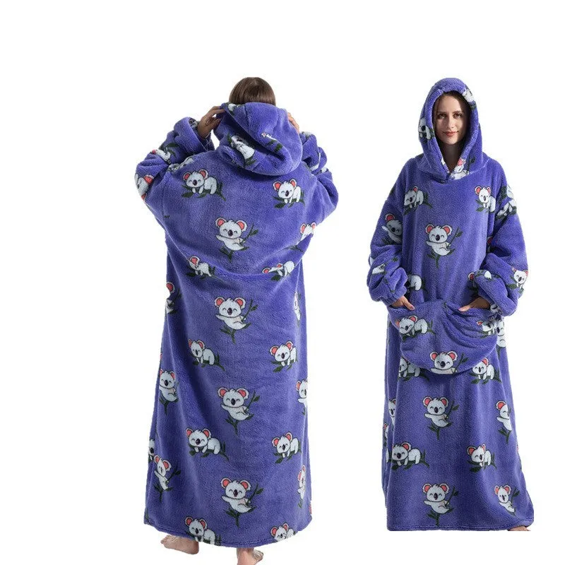 New Plus-sized Widened Homewear Lazy Blanket Warm Nightgown