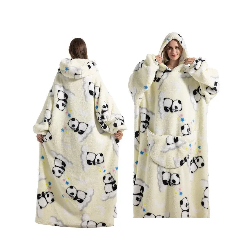 New Plus-sized Widened Homewear Lazy Blanket Warm Nightgown