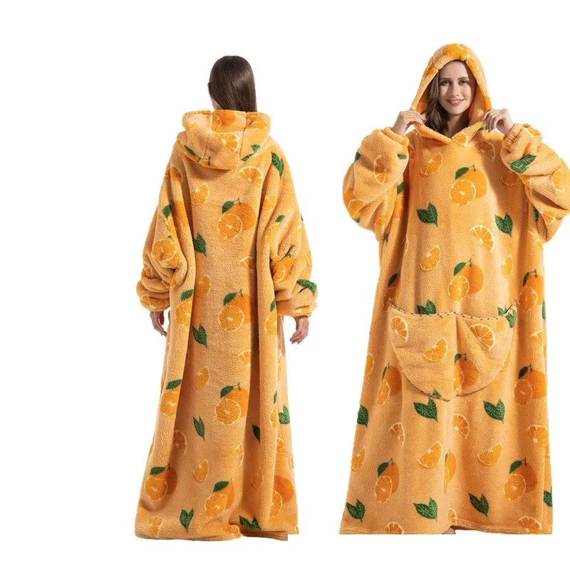 New Plus-sized Widened Homewear Lazy Blanket Warm Nightgown