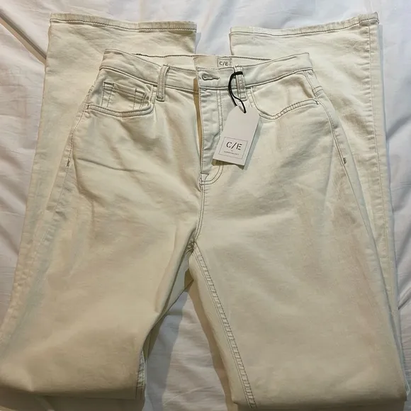 NWT Current Elliot High Rise Flare Cream Jeans in size 27