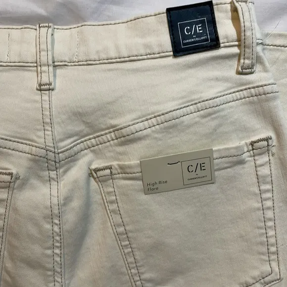 NWT Current Elliot High Rise Flare Cream Jeans in size 27