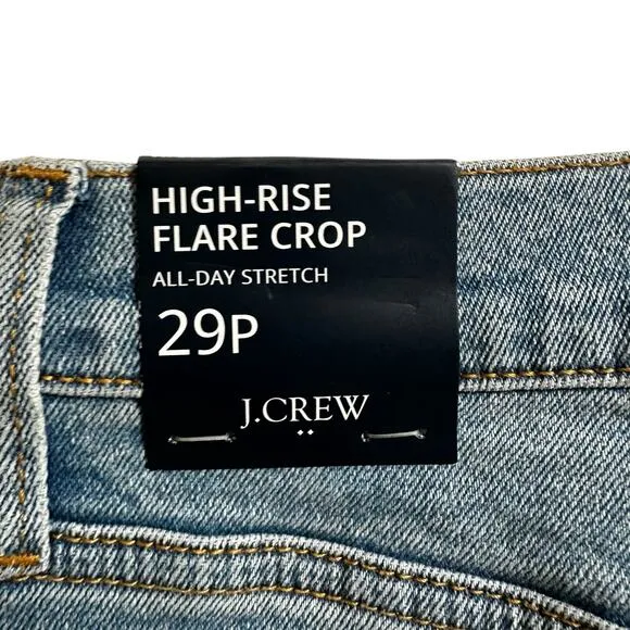 NWT J Crew Petite Women's High Rise Flare Crop Button Fly Jeans Size Petite 29P