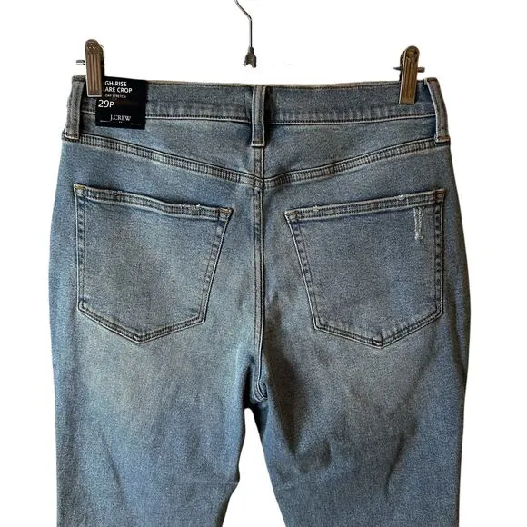 NWT J Crew Petite Women's High Rise Flare Crop Button Fly Jeans Size Petite 29P