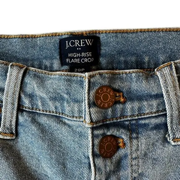 NWT J Crew Petite Women's High Rise Flare Crop Button Fly Jeans Size Petite 29P