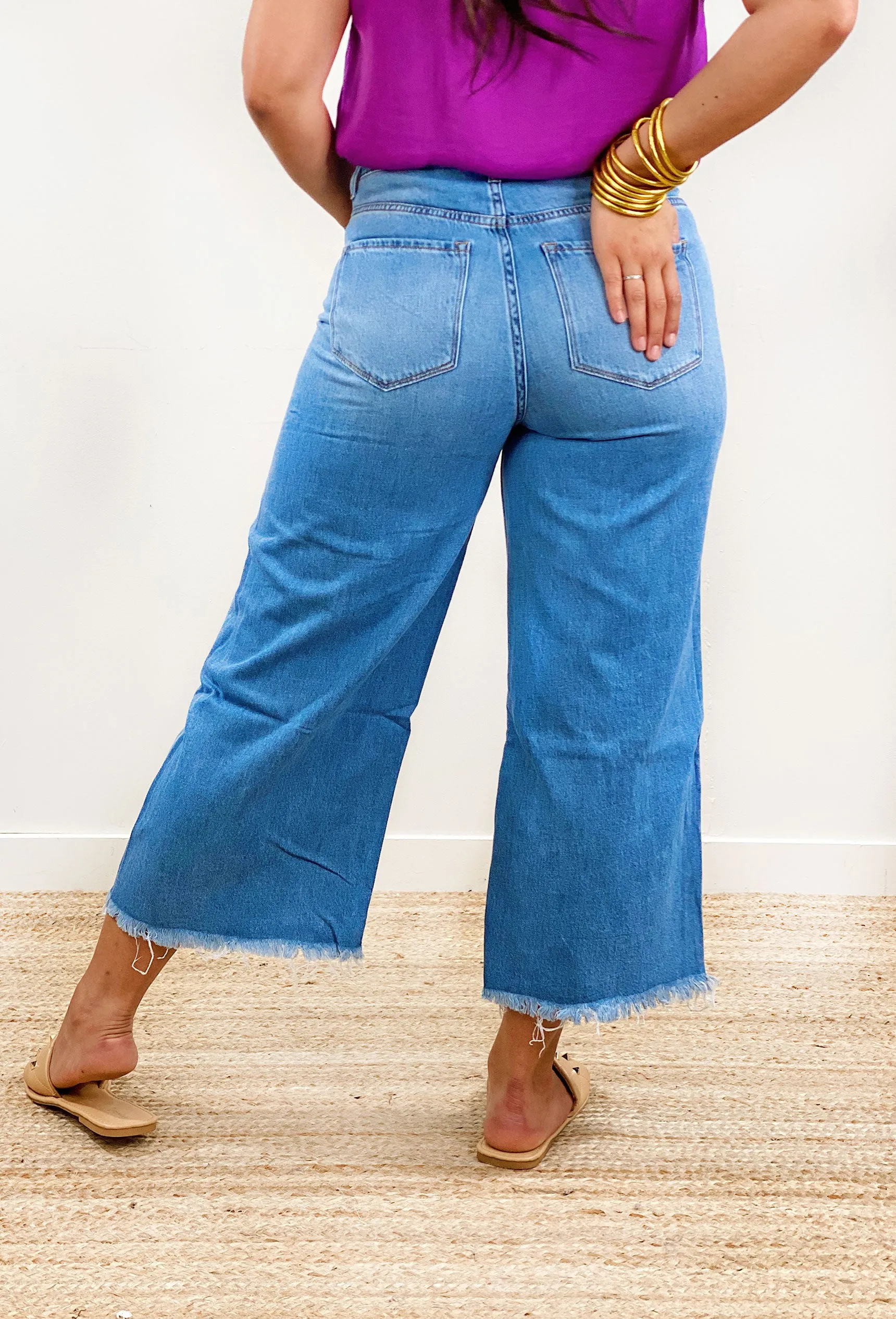 Olivia Wide Leg Distressed Jean by Vervet