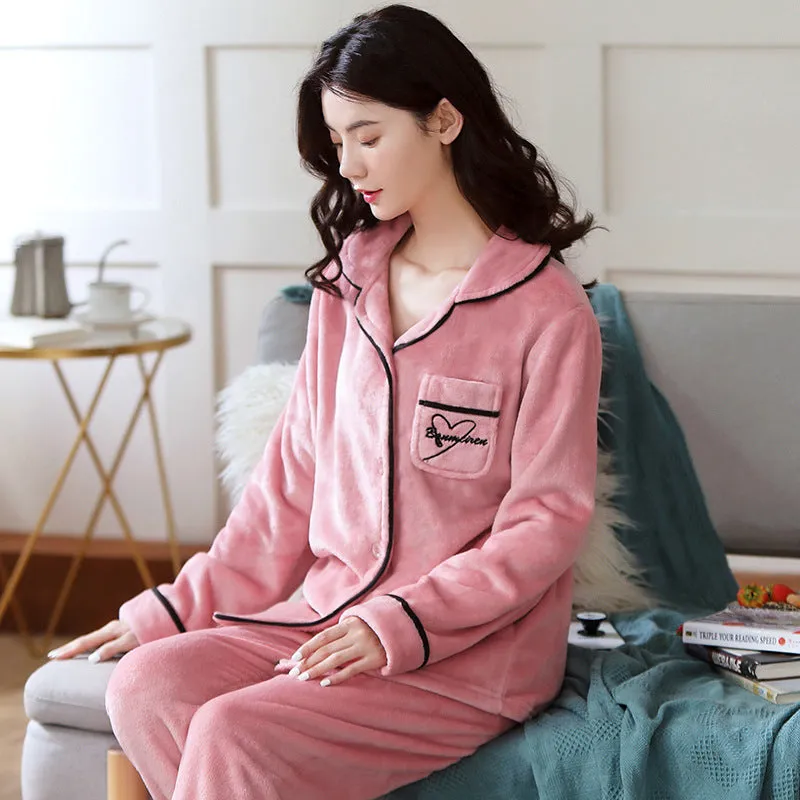 Pajama home set coral fleece