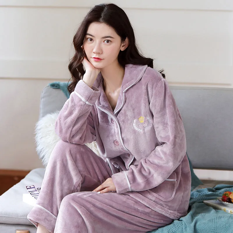 Pajama home set coral fleece