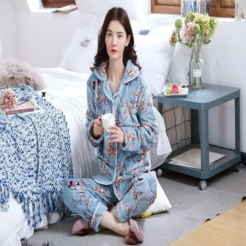 Pajama home set coral fleece