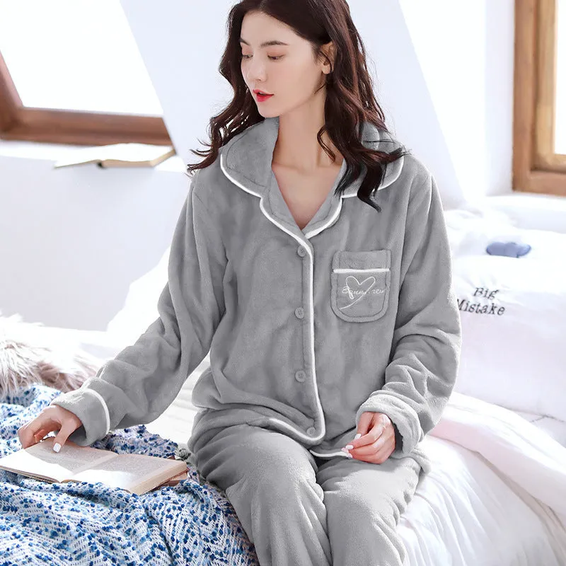 Pajama home set coral fleece