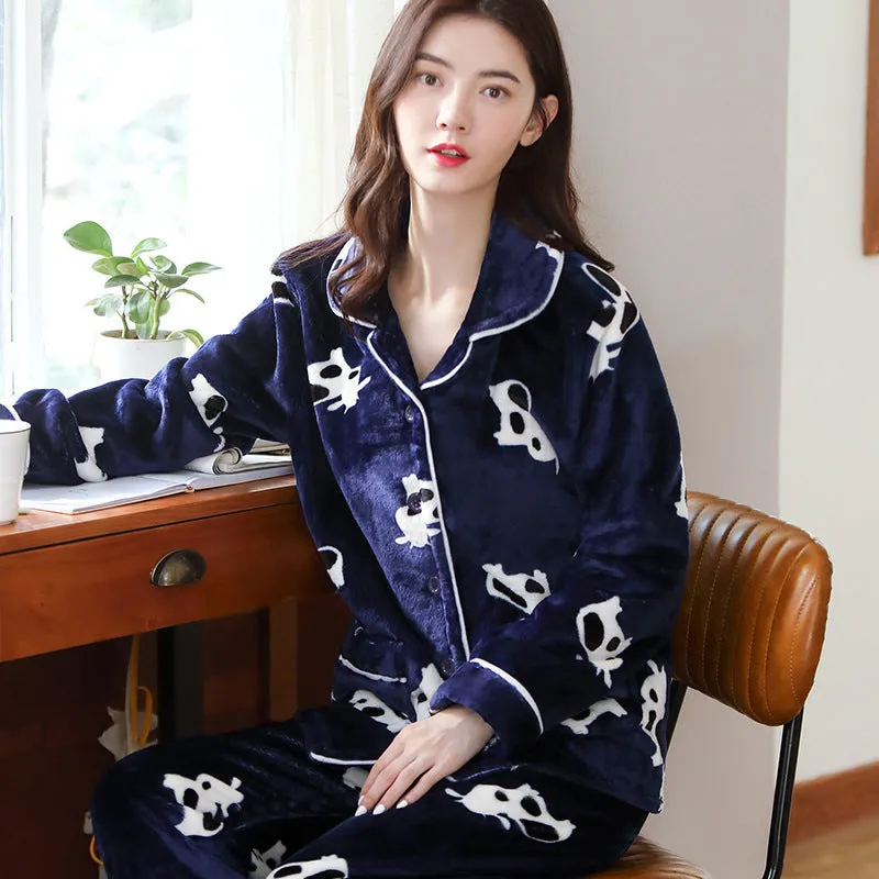Pajama home set coral fleece