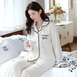 Pajama home set coral fleece