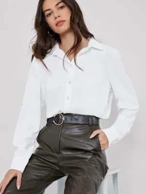 Parien Fold Pleated Back Solid Shirt Workwear