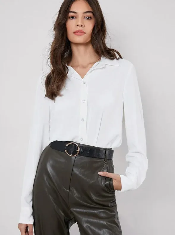Parien Fold Pleated Back Solid Shirt Workwear